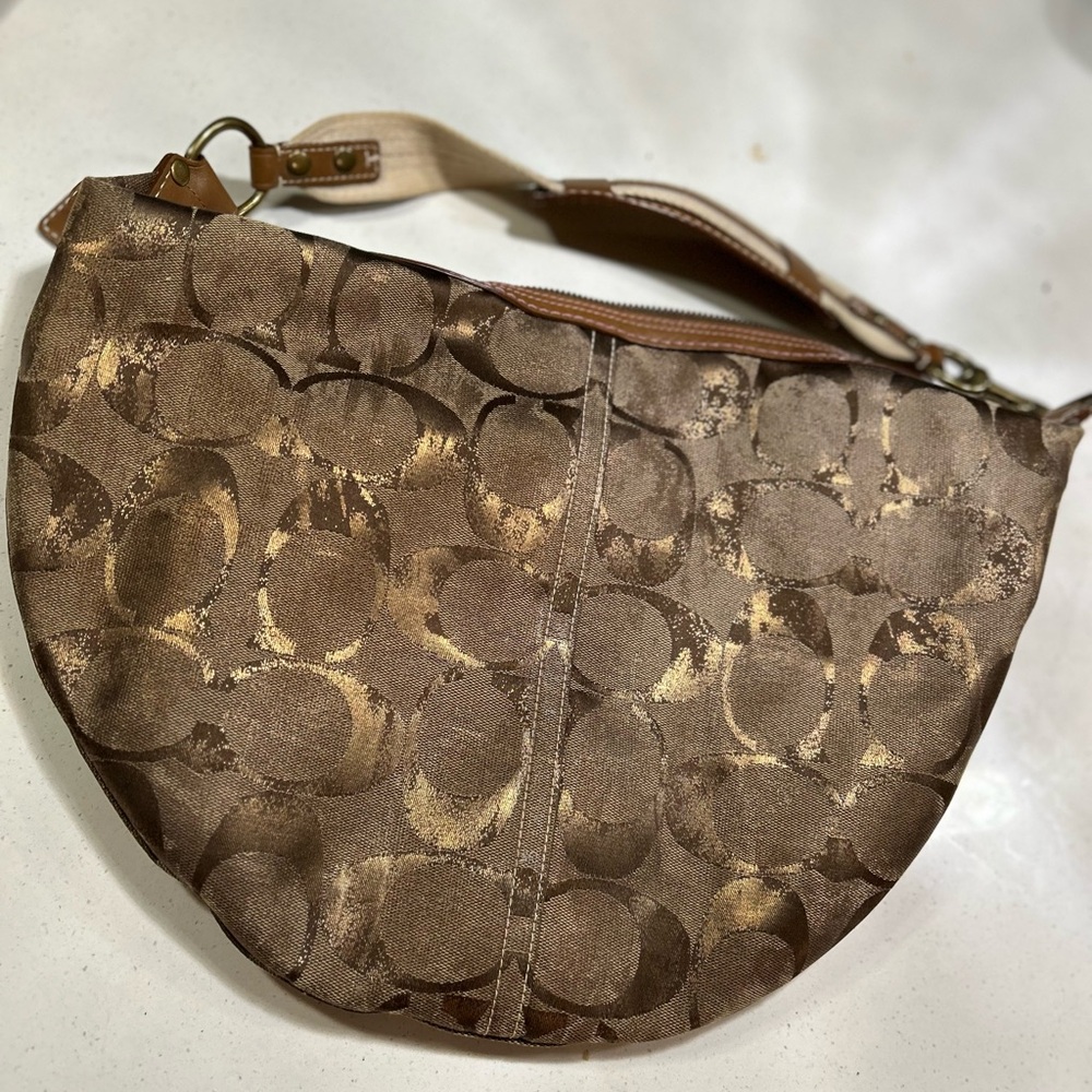 Coach Brown Patterned Hobo Bag